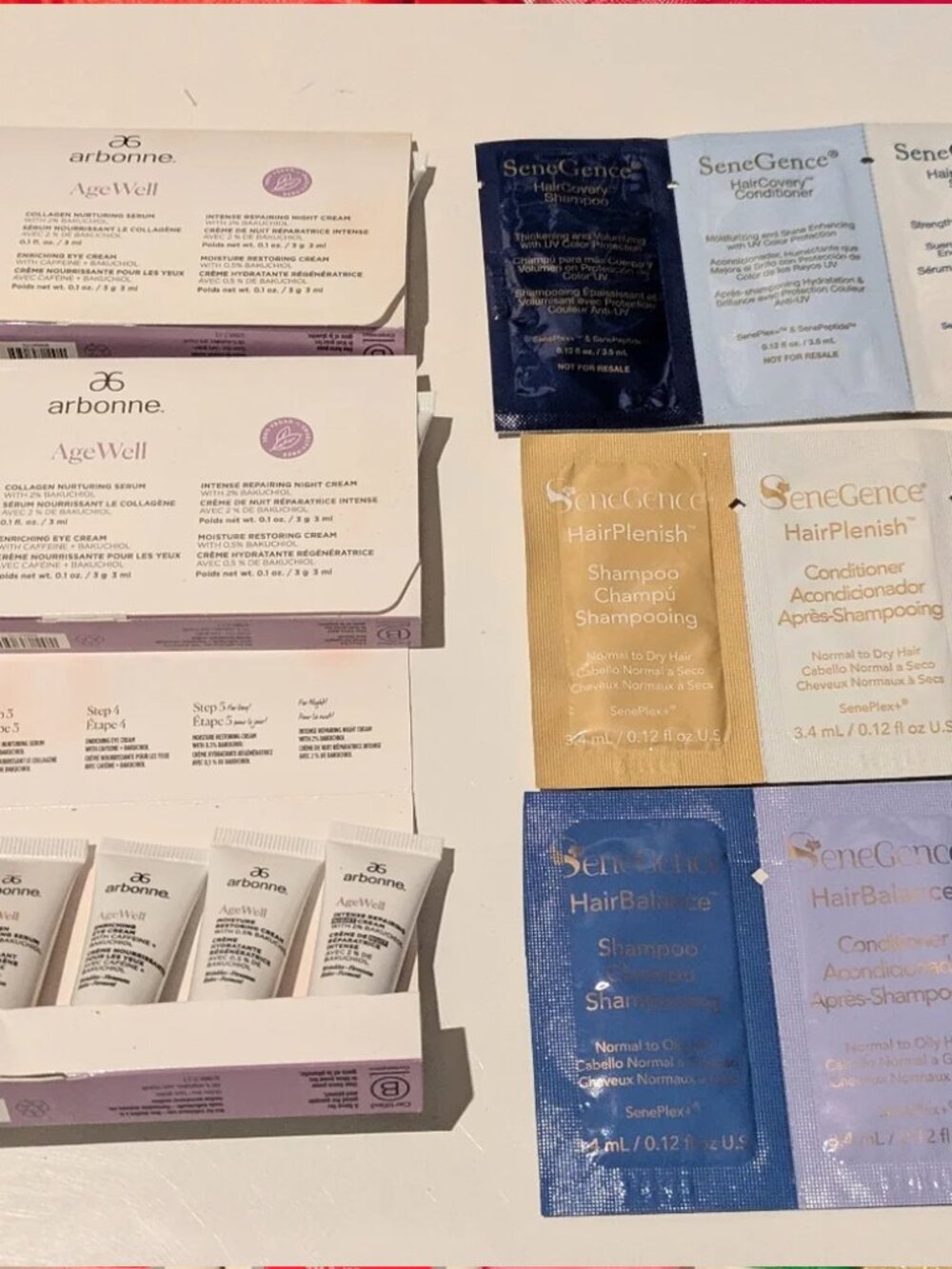 Arbonne AgeWell & SeneGence Hair Set Samples, Perfect for Travel